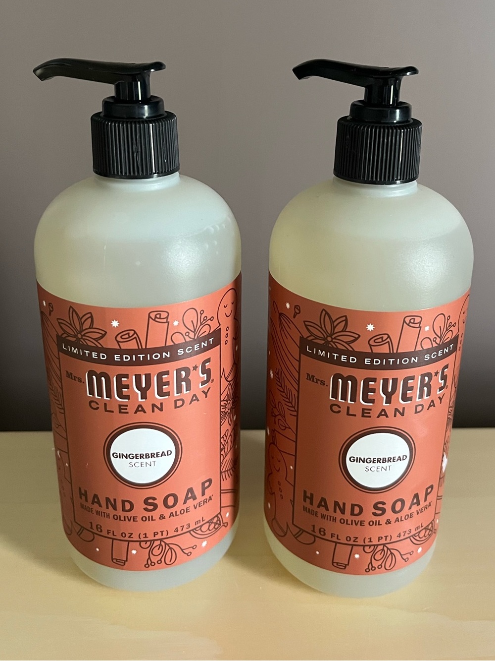 Two Mrs. Meyer’s Clean Day Gingerbread Limited Edition Hand Soaps